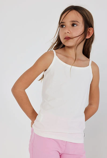 Camiseta de tirante niña algodón blanco