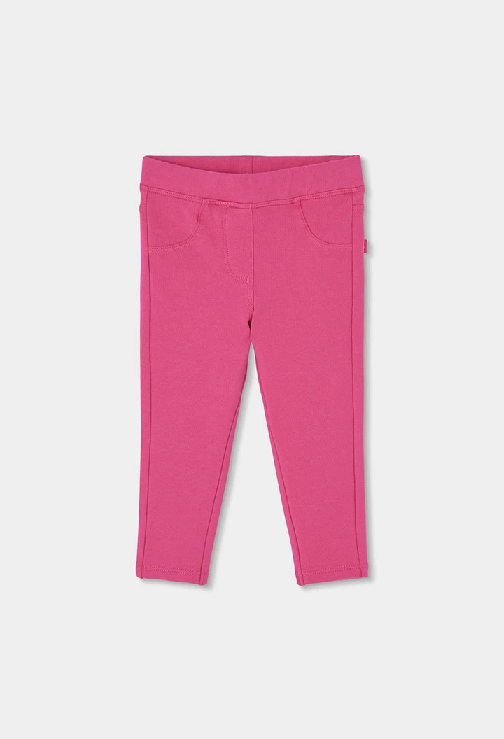 Pantalon molleton fille fraise élastique