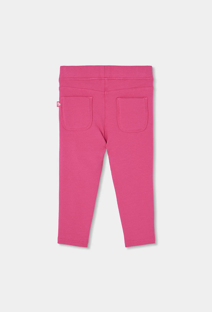 Pantalon molleton fille fraise élastique