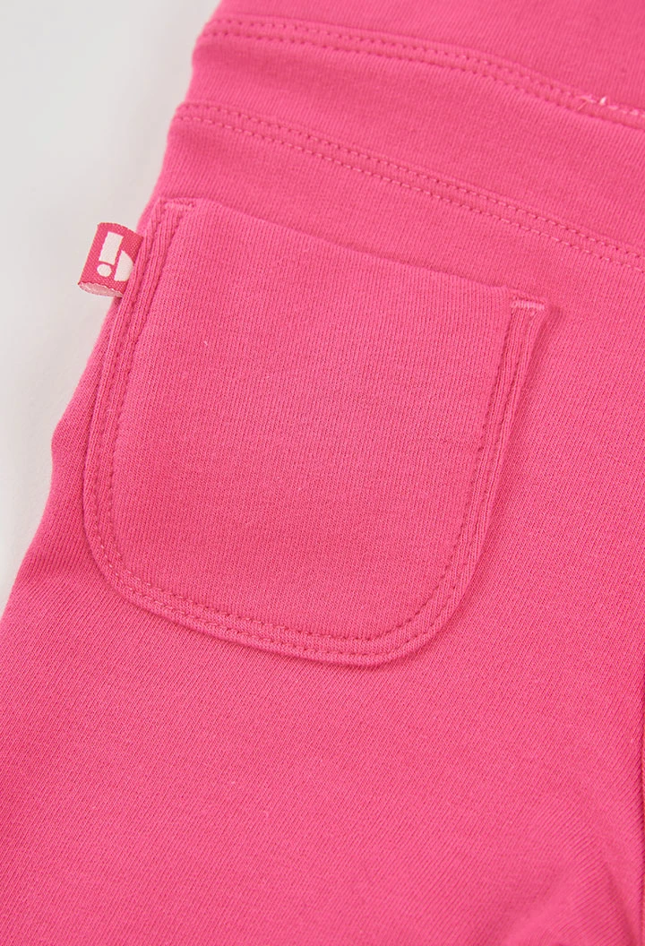 Pantalon molleton fille fraise élastique