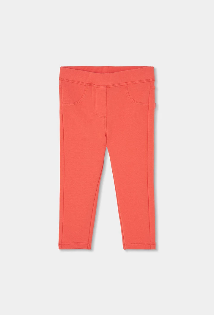 Pantalon molleton fille orange élastique
