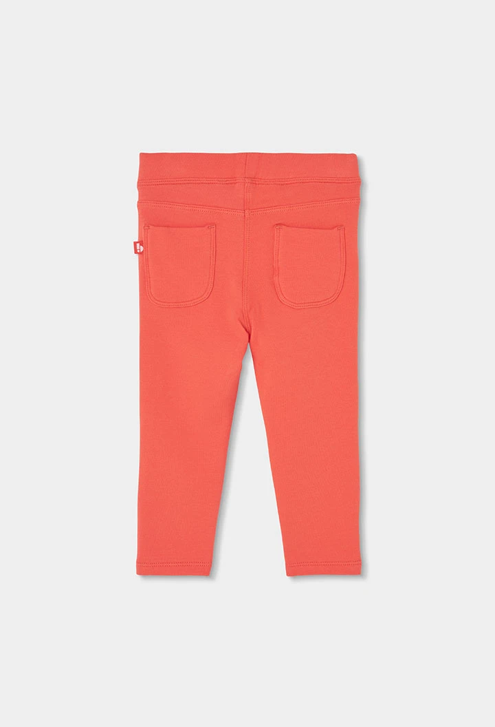 Pantalon molleton fille orange élastique