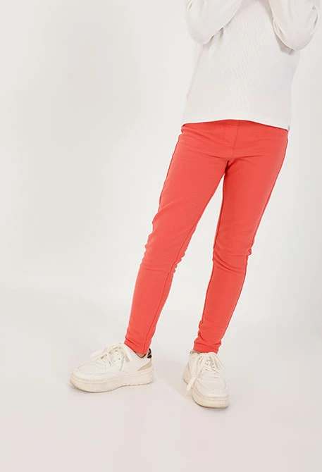 Pantalone in felpa bambina arancione elasticizzato