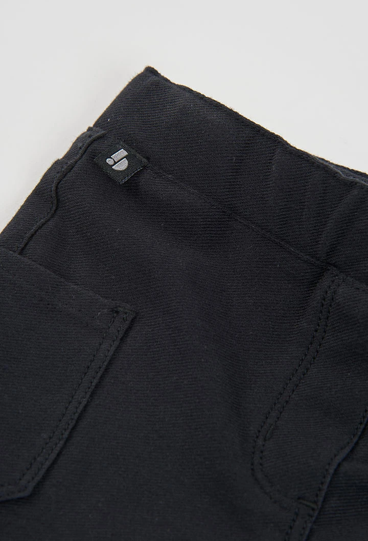 Pantalon fille noir évasé