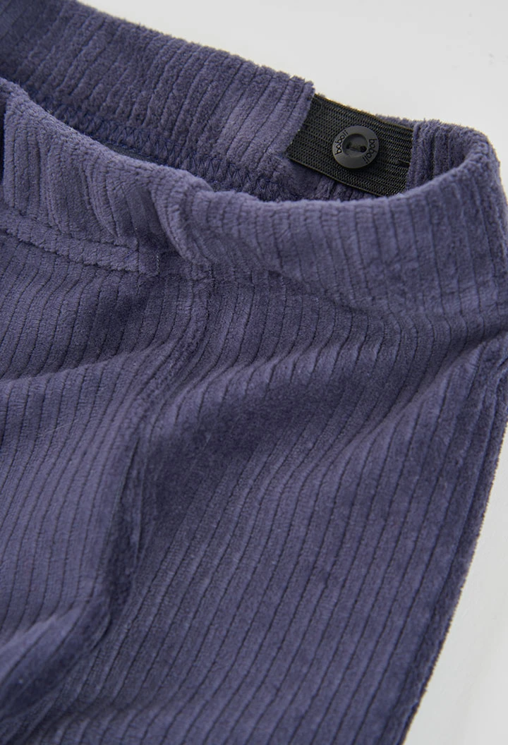 Pantalon en velours côtelé fille bleu marine