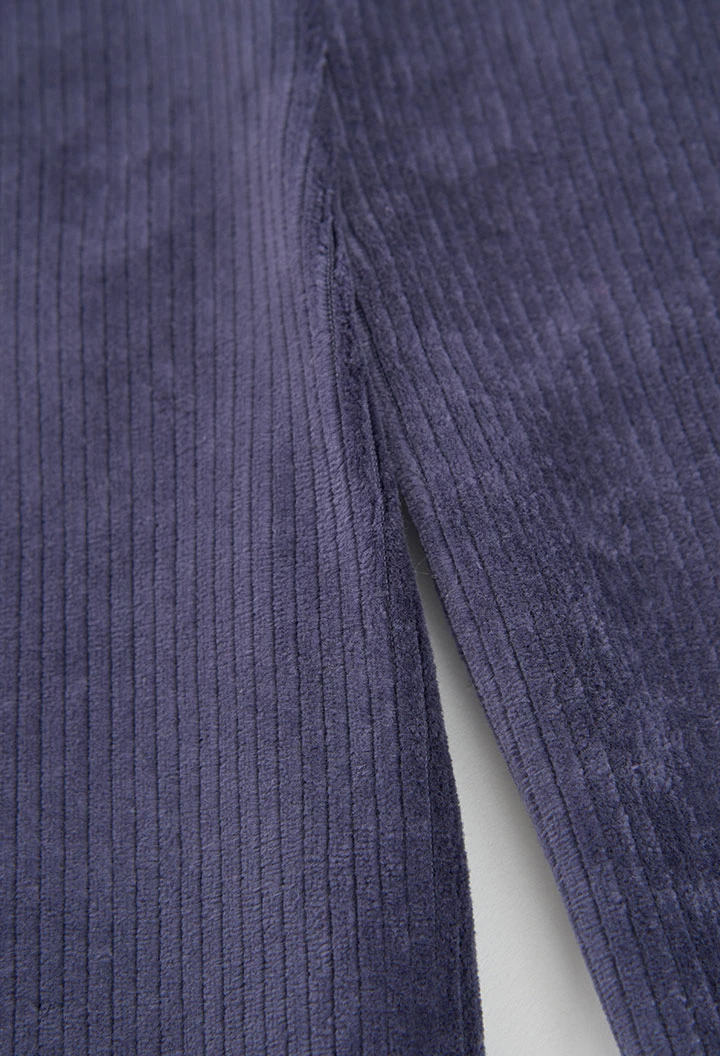 Pantalon en velours côtelé fille bleu marine