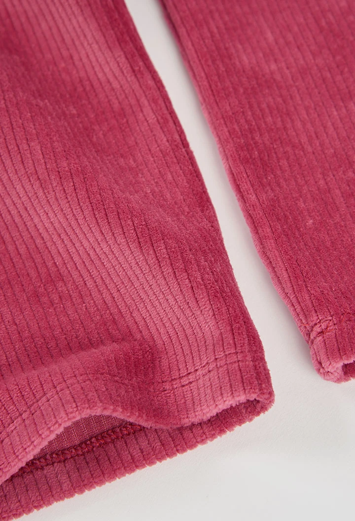 Pantalon en velours côtelé fille grenat