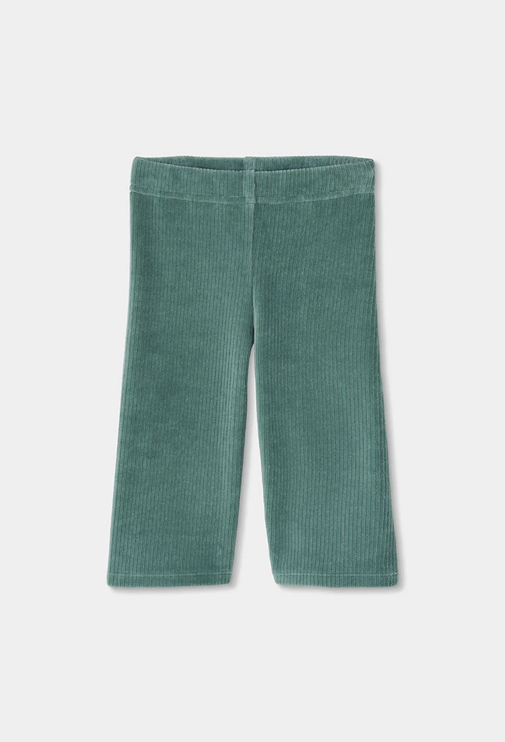 Pantalon velours côtelé fille vert