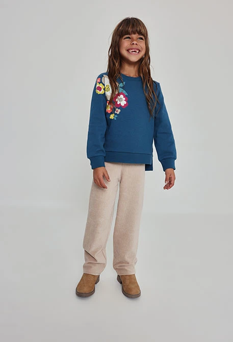 Pantalon velours côtelé fille beige