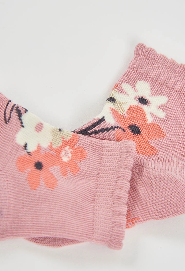 Pack mitjó rosa estampat flors