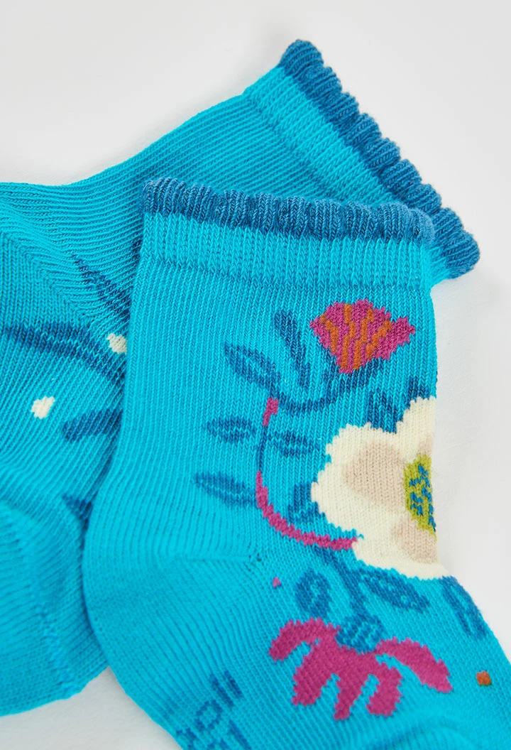 Pack calcetín azules y fucsias estampado de flores