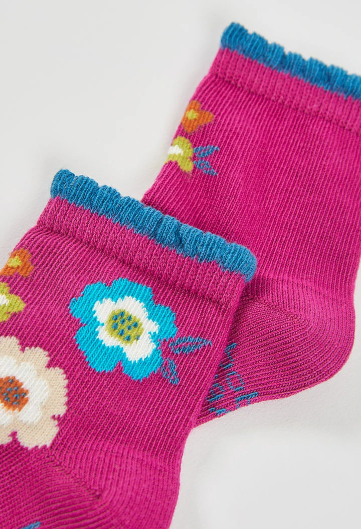 Pack green floral print socks