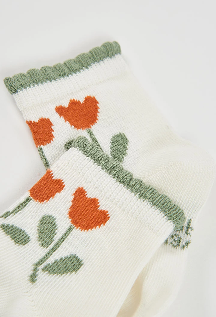 Pack green flower print socks