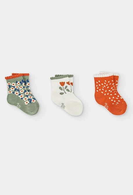 Pack calcetín verde estampado flores