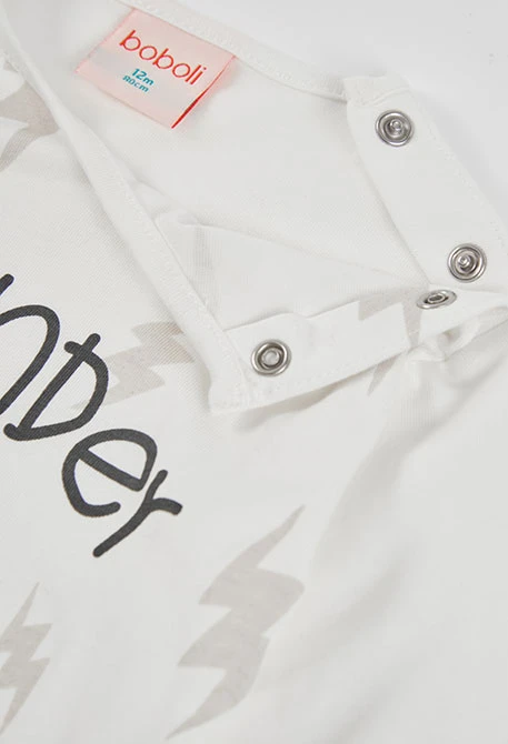 Maglietta in maglia bambina bianca stampa Thunder Power