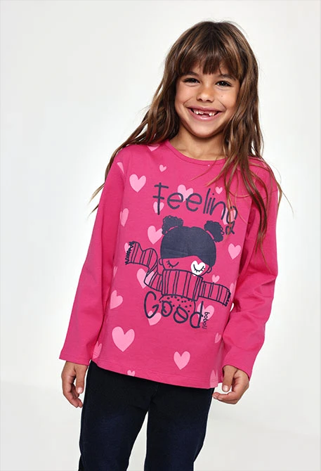 Mädchen-Strickshirt Erdbeere Herzenmuster
