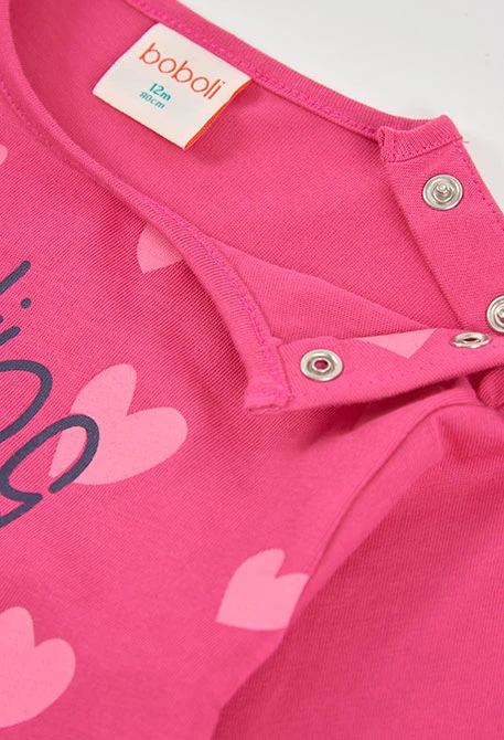 T-shirt en maille fille fraise imprimé cœurs