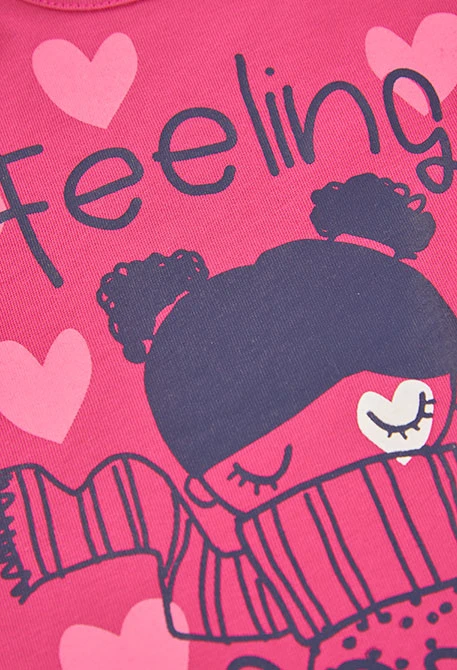T-shirt en maille fille fraise imprimé cœurs