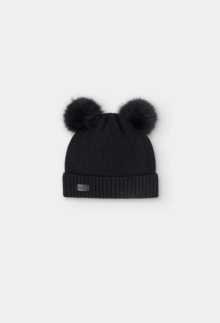 Black hat with pompoms