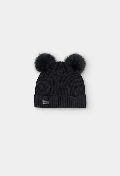 Black hat with pompoms