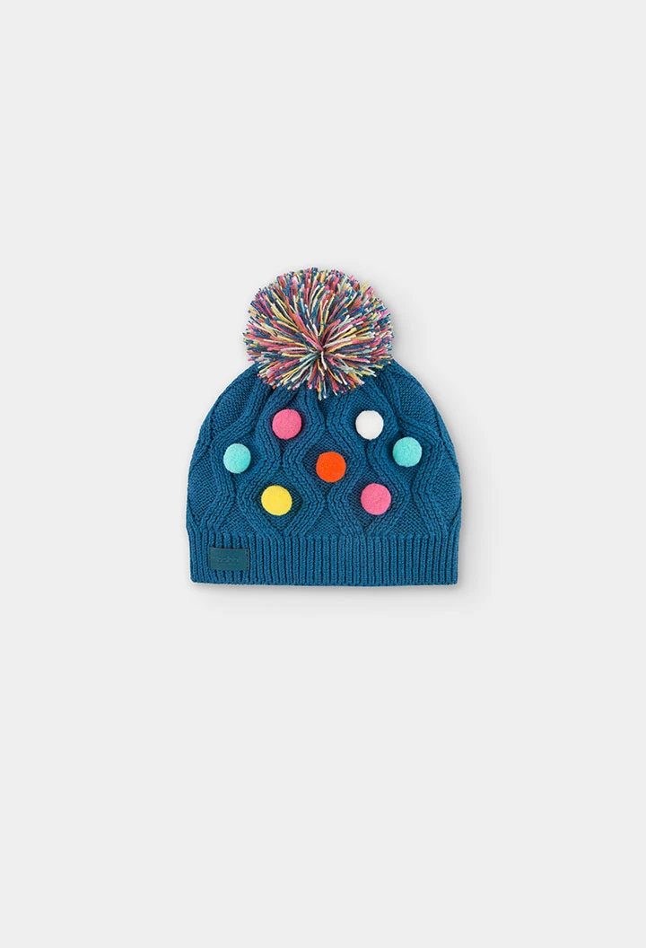 Gorro verde com bolas coloridas