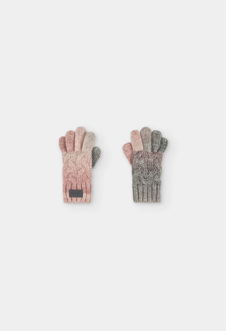 Geflochtener Handschuh in Rosa-Farbverlauf
