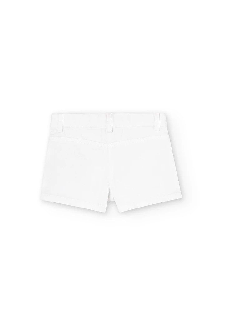 Short sarga elástica blanco de niña