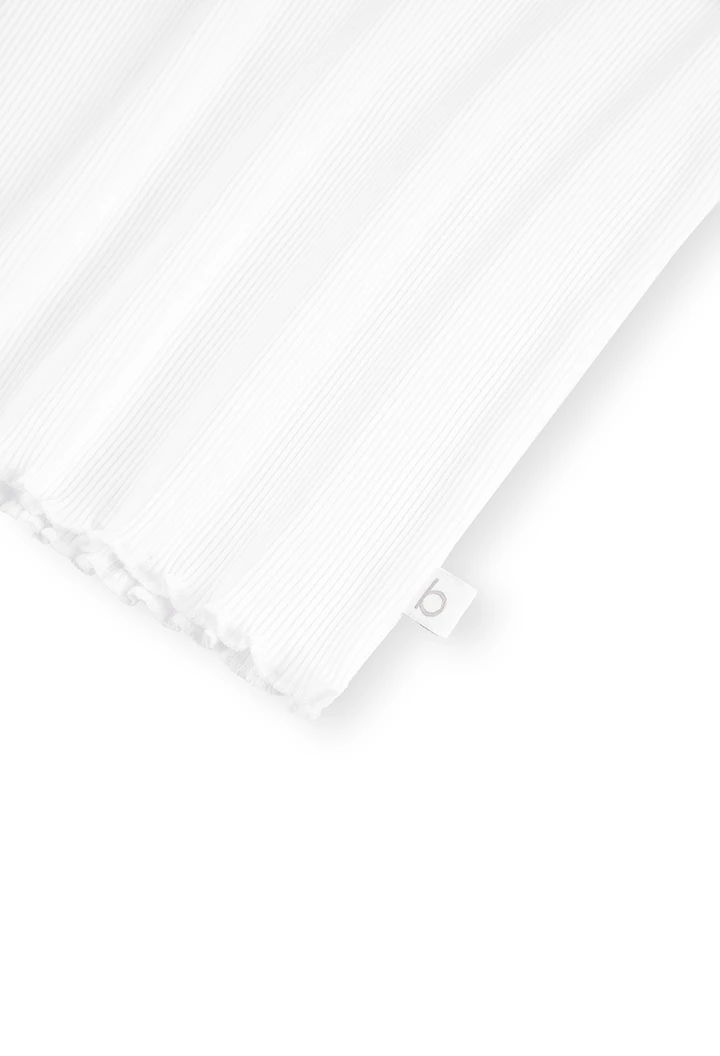 Camiseta punto canalé blanca de niña