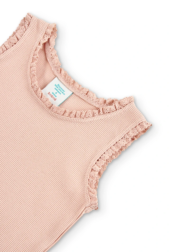 Camiseta punto canalé blush de niña