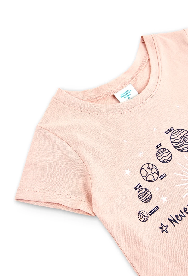 Camiseta punto básica "exploring" de niña