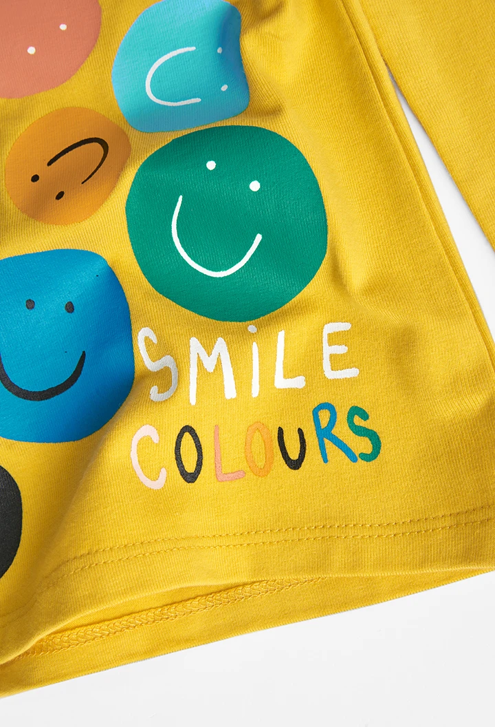 Camiseta punto de niña estampado "caras sonrientes"