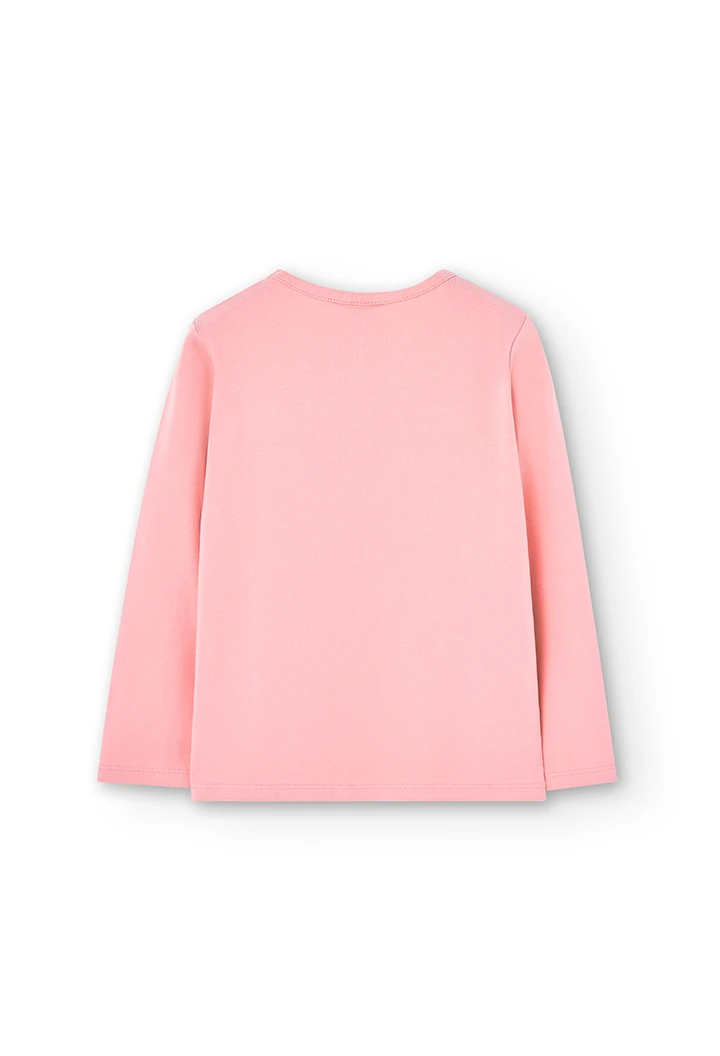 Camiseta punto de niña color pétalo