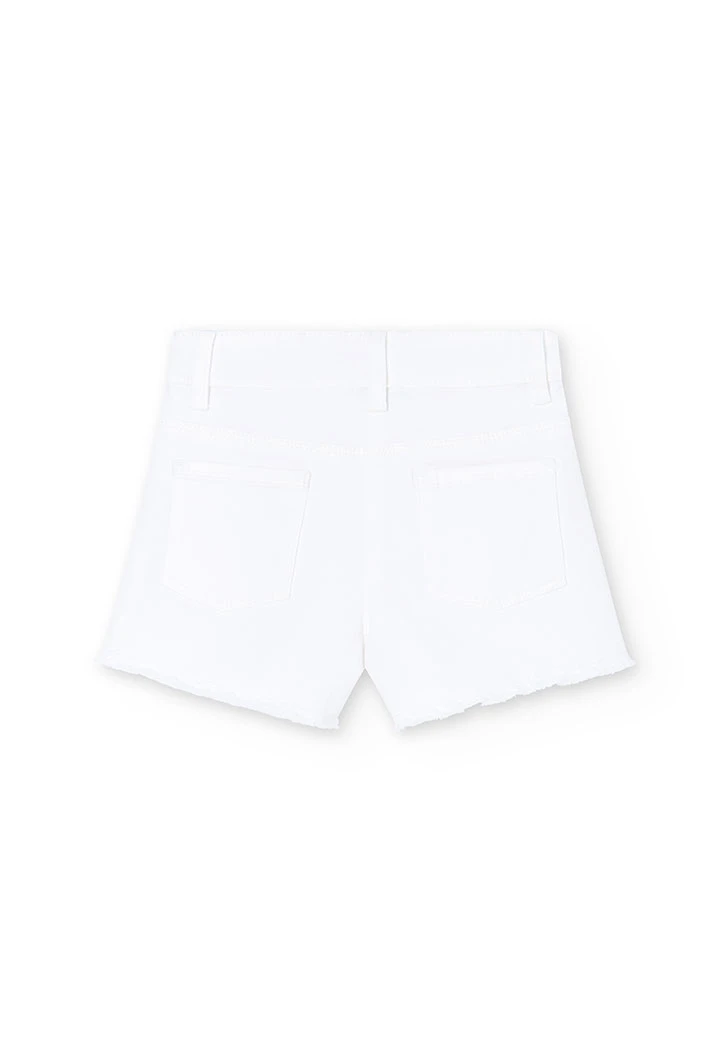 Basic Twill-Shorts Stretch, einfach, für Mädchen, in Farbe Weiß