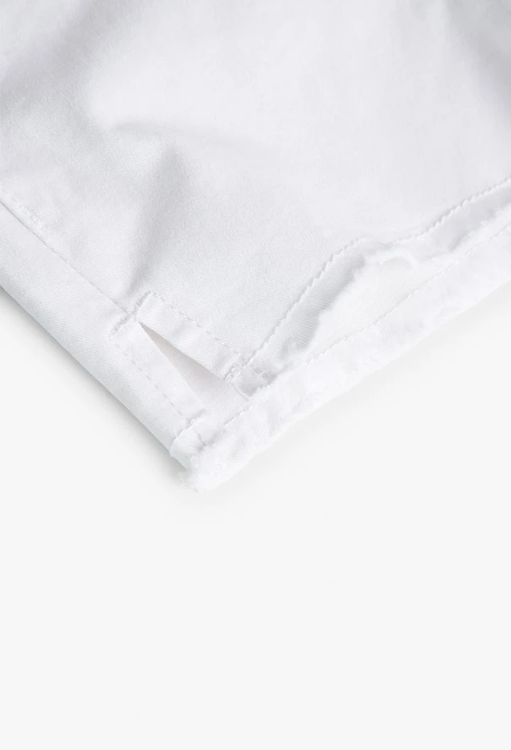 Short basic en twill élastique pour fille, blanc