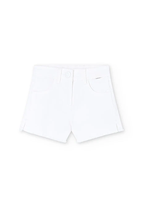 Girl's Basic Stretch Twill Shorts in White