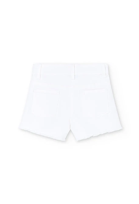 Girl's Basic Stretch Twill Shorts in White