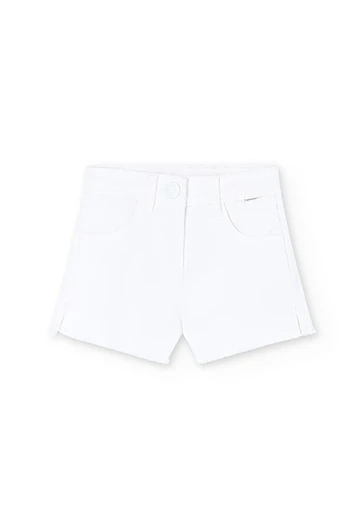 Basic Twill-Shorts Stretch, einfach, für Mädchen, in Farbe Weiß