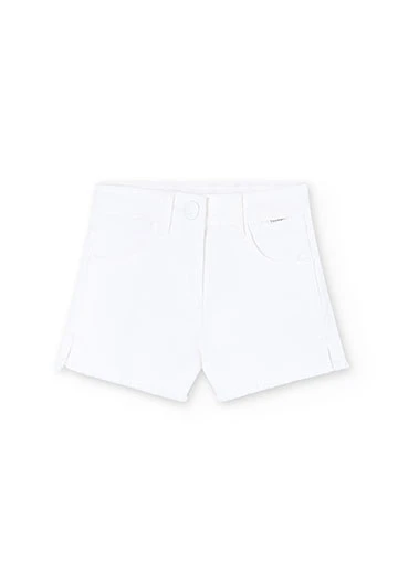 Pantalons curts de gerga elàstica bàsic de nena en blanc