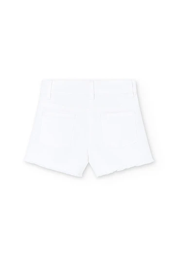 Pantaloncini in sarge elasticizzati basic da bambina bianchi