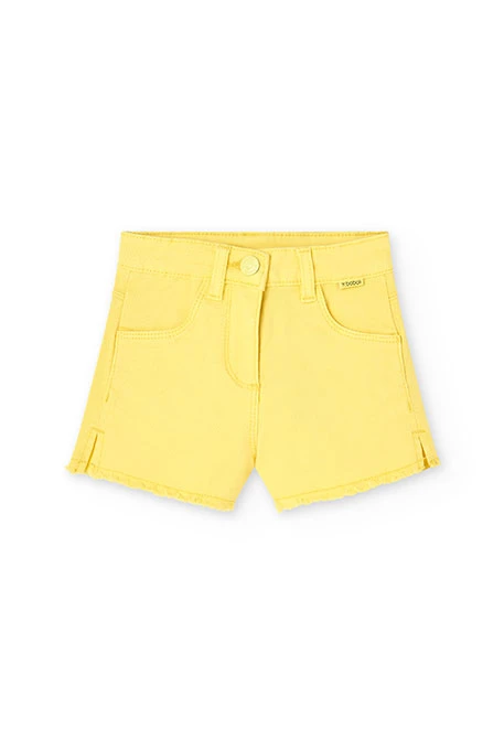 Basic Twill-Shorts, Stretch, für Mädchen in Farbe Gelb