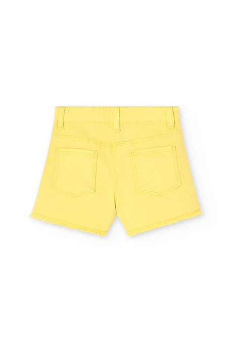 Pantalons curts de gerga elàstic bàsic de nena en groc