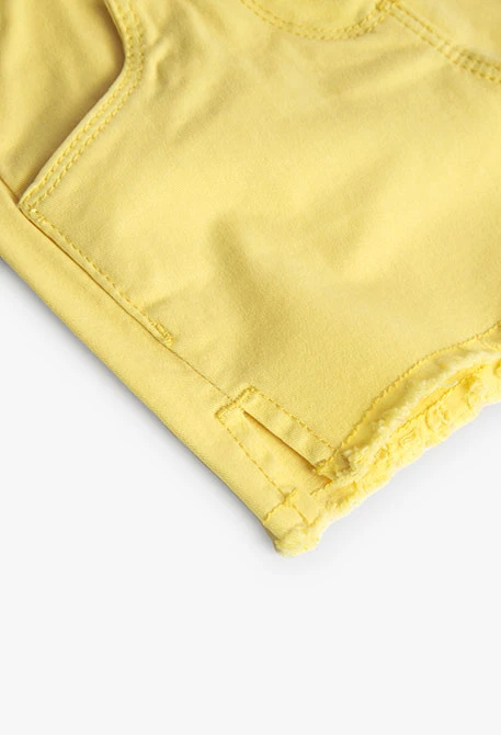 Pantalons curts de gerga elàstic bàsic de nena en groc
