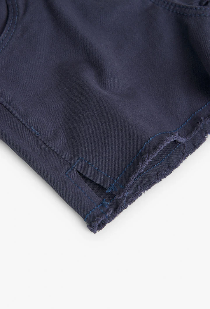Basic Twill-Shorts, Stretch, für Mädchen in Farbe Marineblau