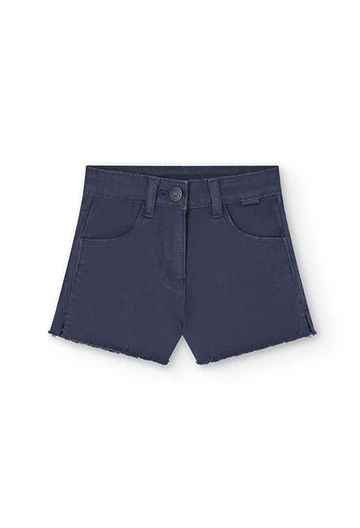 Pantalons curts de gerga elàstic bàsic de nena en blau marí