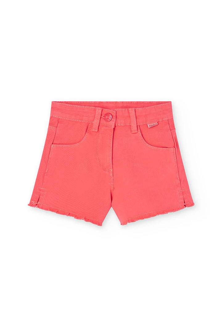 Short basic en twill élastique pour fille, rouge