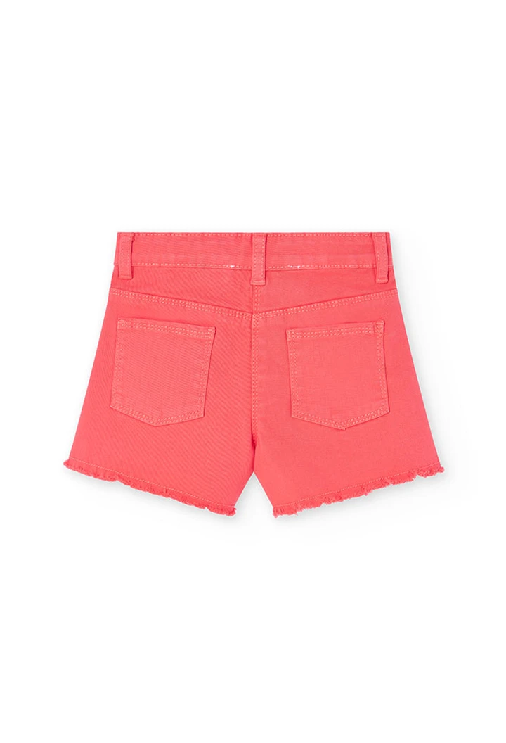 Short basic en twill élastique pour fille, rouge