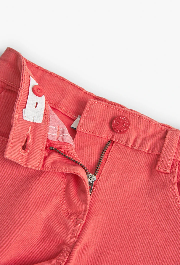 Girl\'s Basic Stretch Twill Shorts in Red