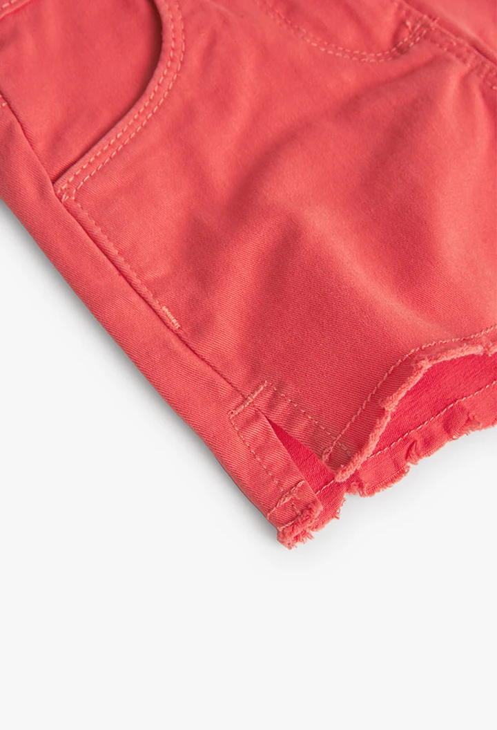 Short basic en twill élastique pour fille, rouge