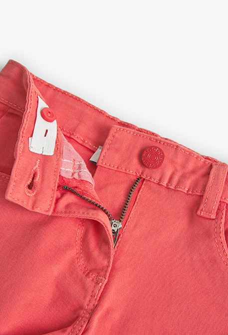Girl's Basic Stretch Twill Shorts in Red