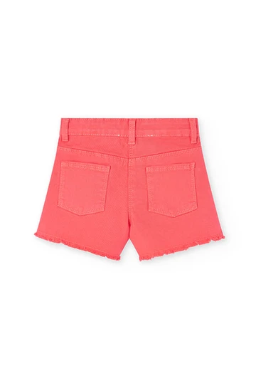 Girl\'s Basic Stretch Twill Shorts in Red